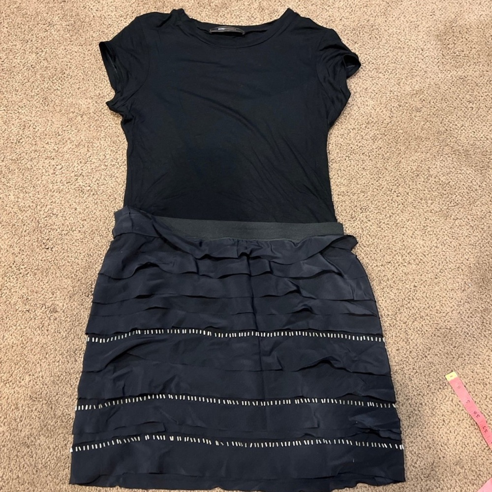 BCBGmaxazria women's black‎ short cocktail dress silk small bead